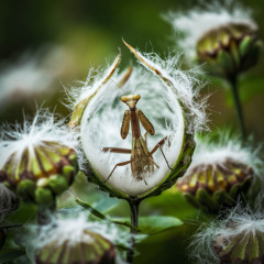 Mantis in the Milkweed