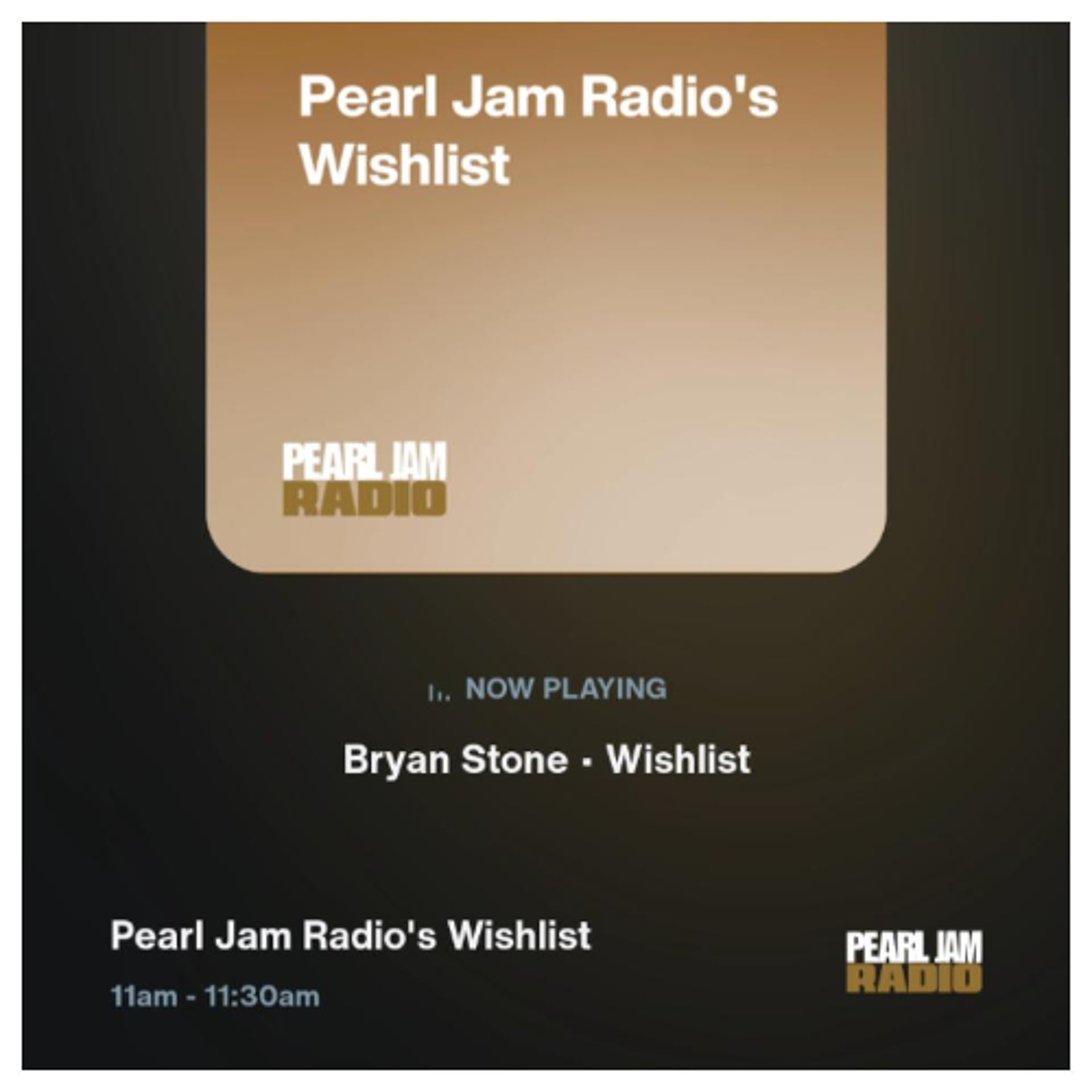 "Wishlist" on Pearl Jam Radio episode artwork