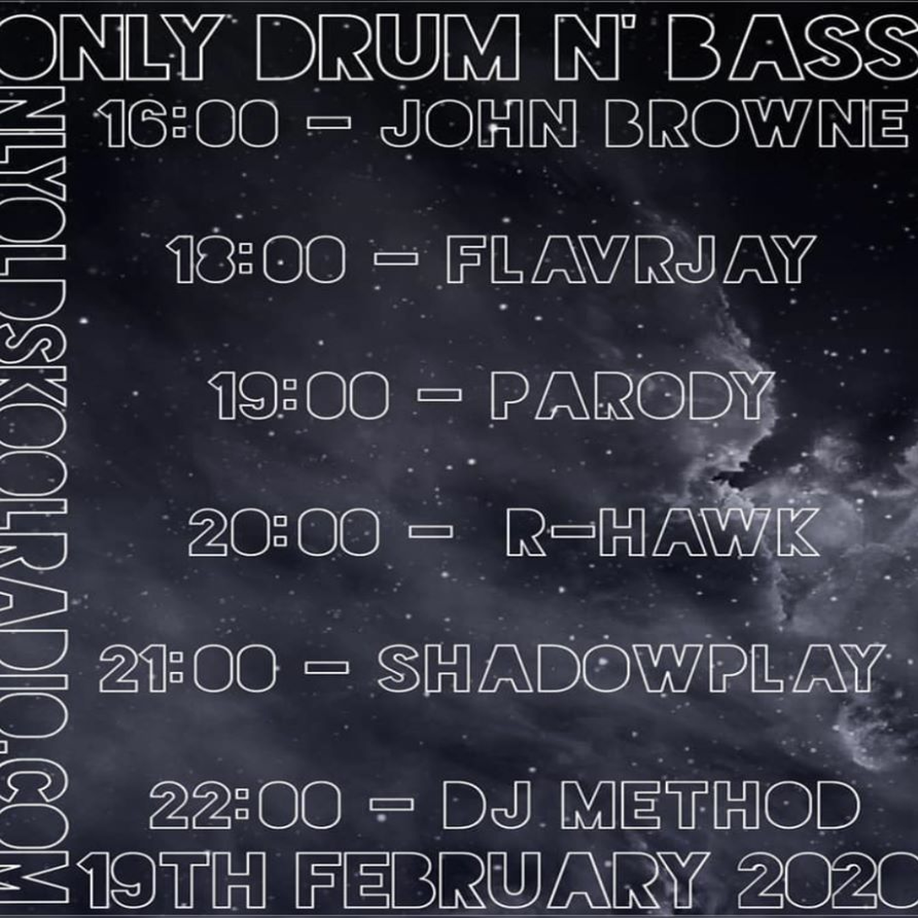 FLavRjay. Only Drum'n'Bass WED. OOS Radio. 19-FEB-2020 episode artwork