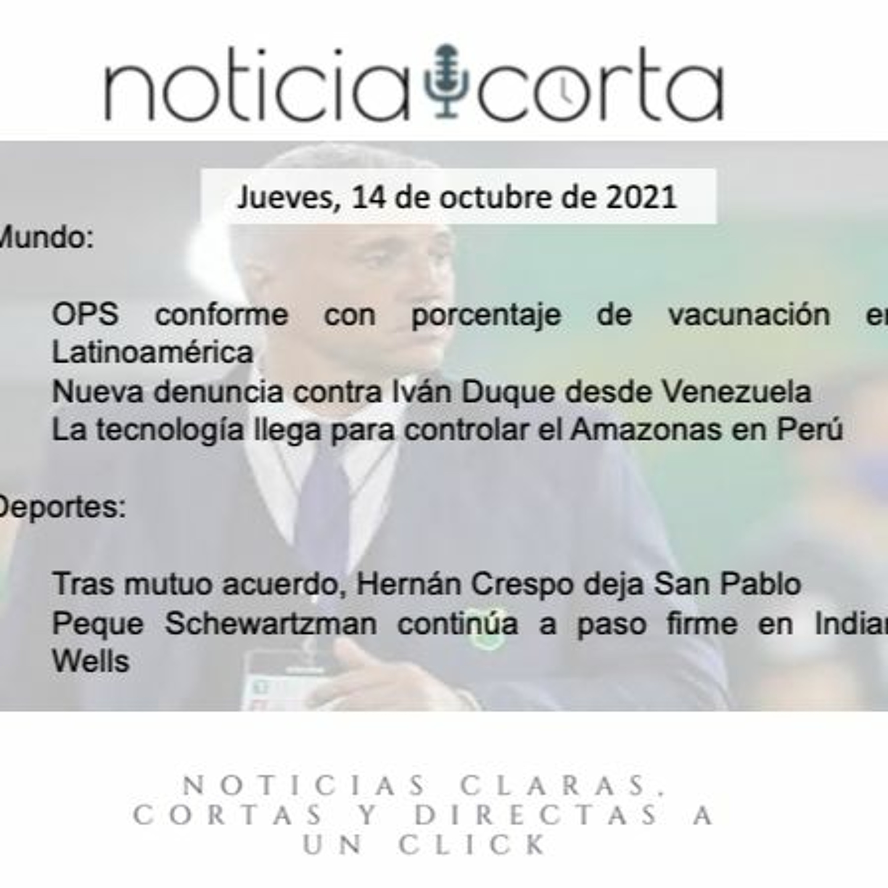 Noticia Corta, Jueves 14 De Octubre De 2021