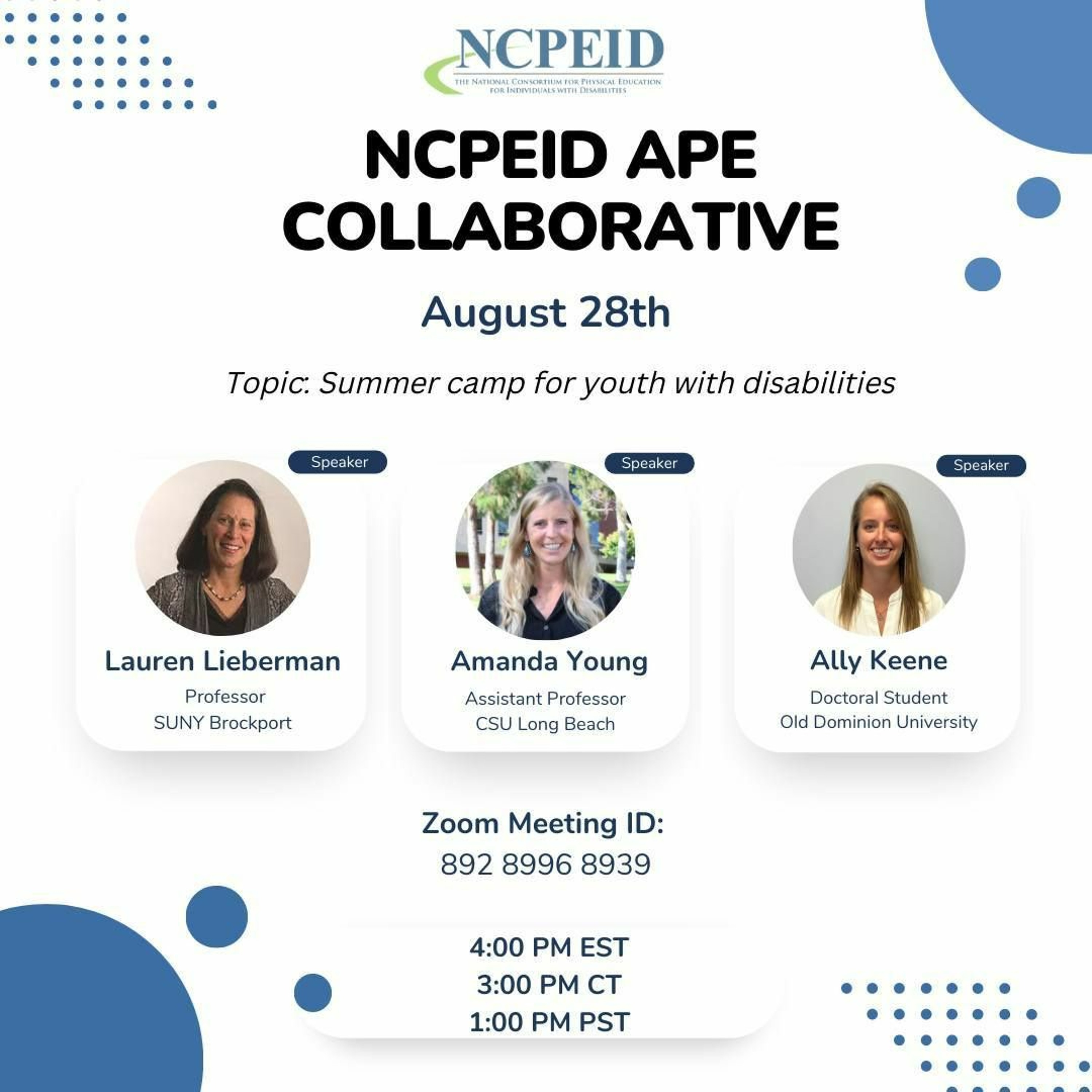 NCPEID 2023 APE August Collaborative: Summer Camps for Children with Disabilities