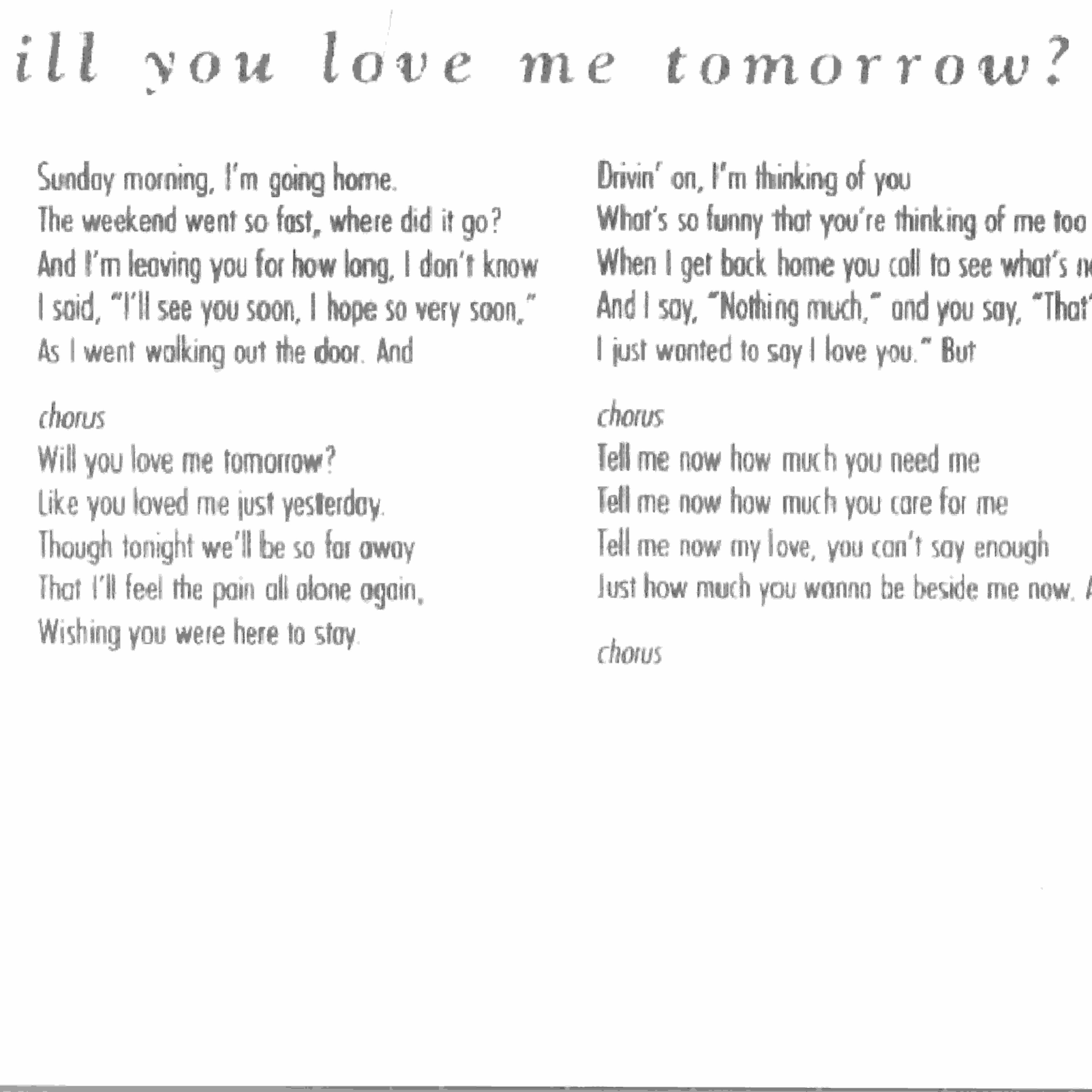 Will You Love Me Tomorrow - a song written and recorded by Adam Roberts episode artwork