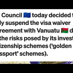 EU Council 🇪🇺 fully suspend the visa waiver agreement with Vanuatu 🇻🇺