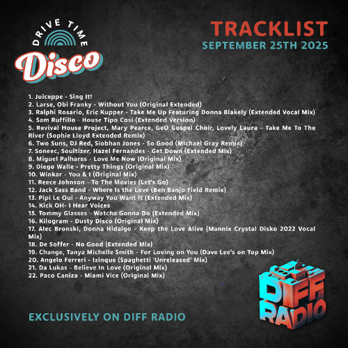 Drive Time Disco - 25th September 2025 - Diff Radio