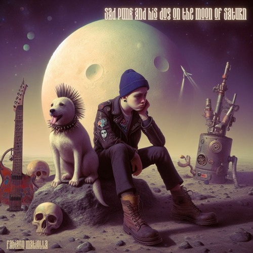 Sad Punk and his dog on the moon of Saturn