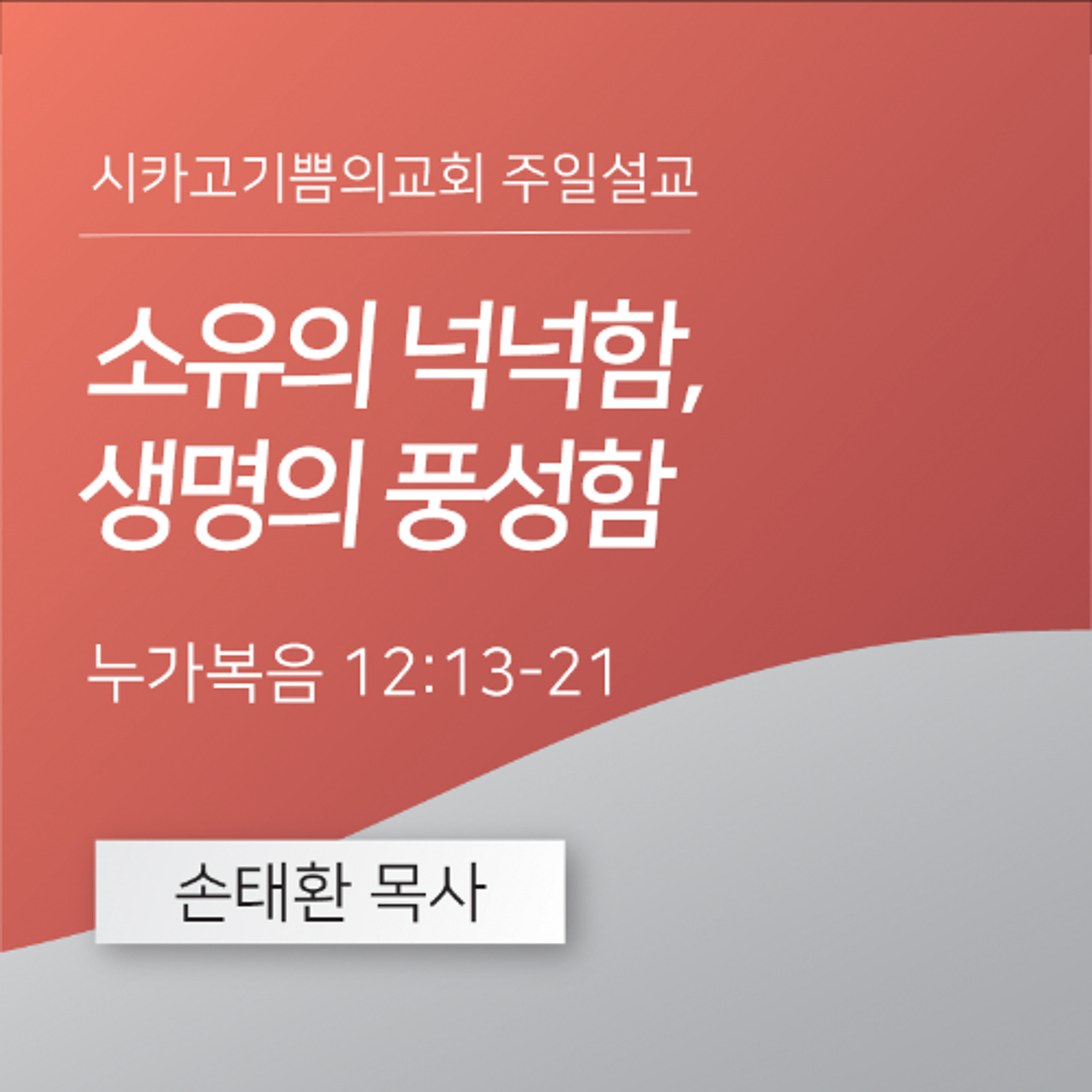 소유의 넉넉함, 생명의 풍성함 | 손태환 목사 | 시카고 기쁨의 교회 - 20250323 episode artwork