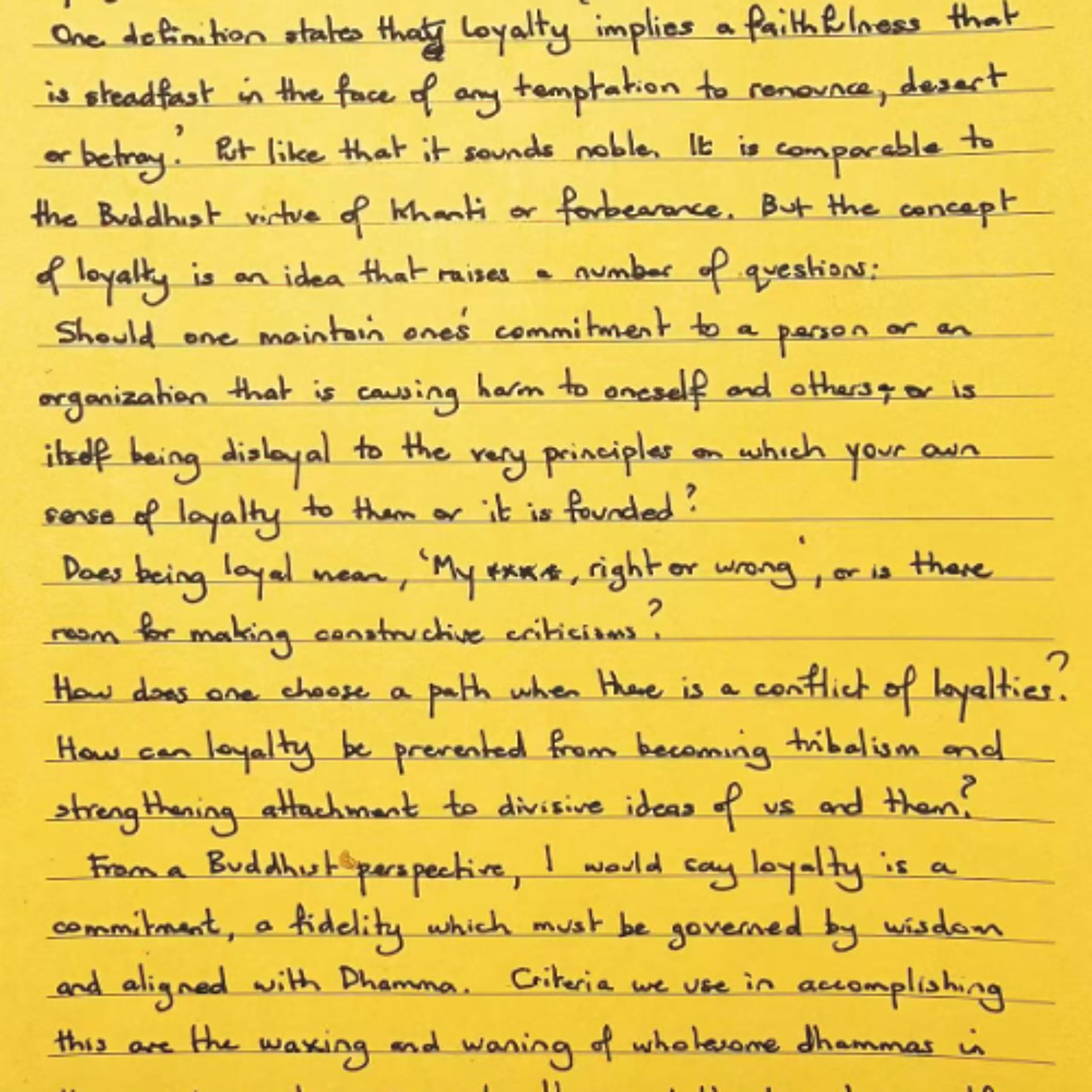 Nutrimento del Cuore - Foglietto giallo del 24 febbraio 2026 su lealtà e slealtà