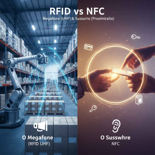 RFID vs NFC O Megafone (UHF) e o Sussurro (Proximidade) da Automação
