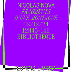 LUNDIS-LIVRES : Nicolas Nova