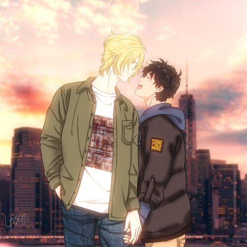 Ash kissing Eiji