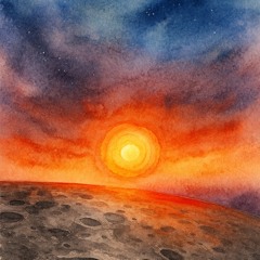 A beautiful sunset on planet mercury