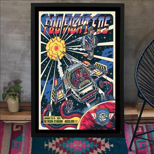 Stream Foo Fighters Jan 20th 2024 Go Media Stadium Auckland, NZ Poster