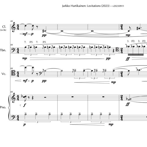 Levitations (2023) for cl trb vc pno