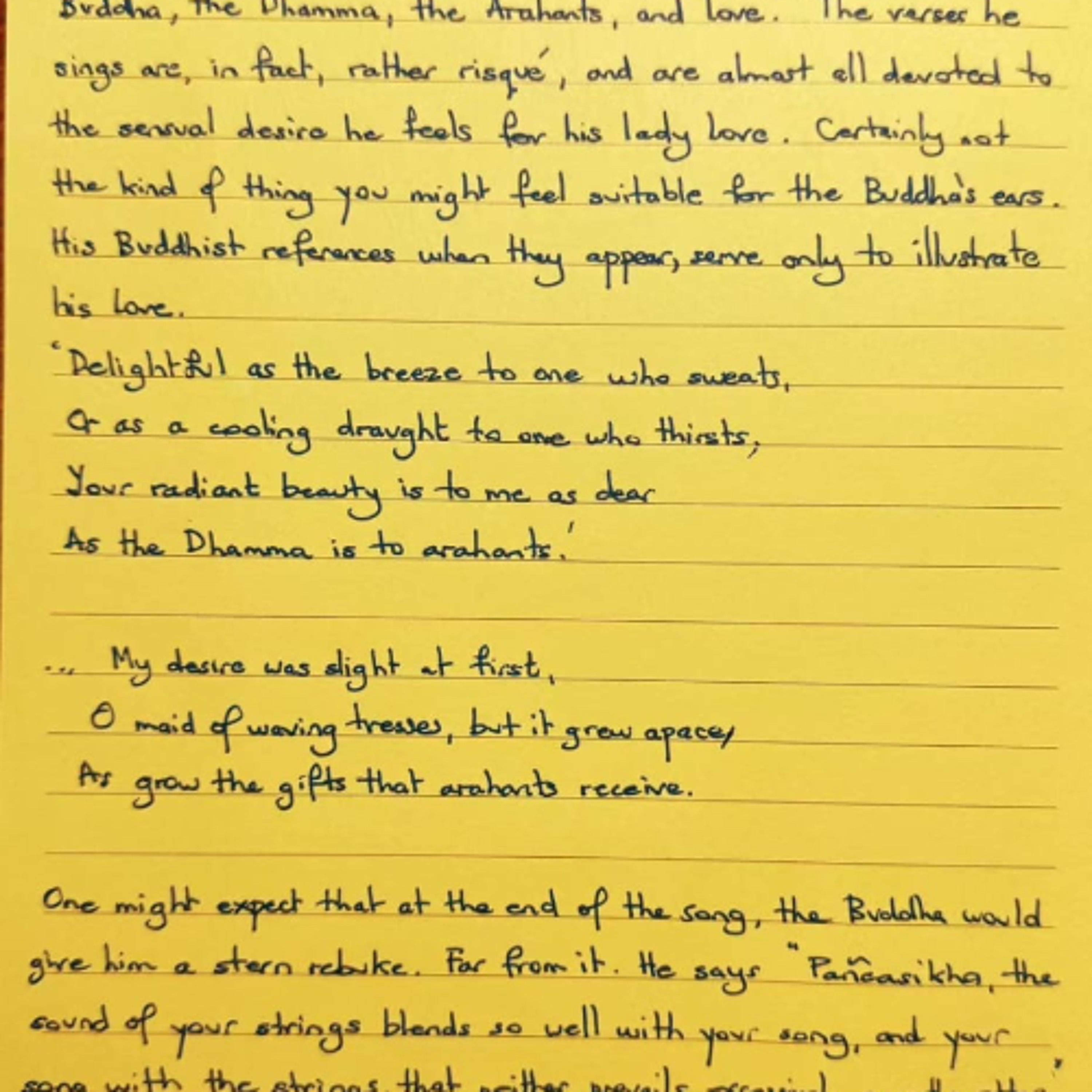 Nutrimento del Cuore - Foglietto Giallo del 14 febbraio 2026 sul musicista celeste Pañcasikha