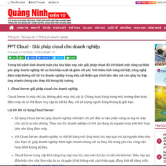 Báo Quảng Ninh: FPT Cloud - Giải pháp cloud cho doanh nghiệp