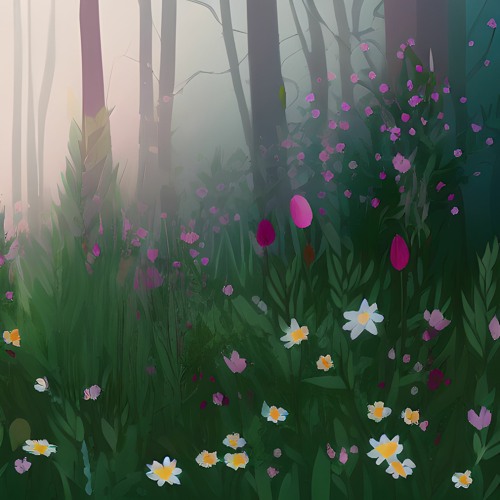 morning in the flower forest