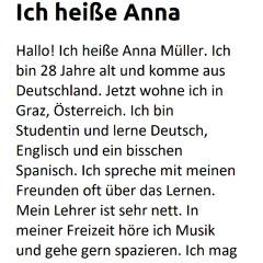 Ich heiße Anna (1 из 50 коротких текстов для начинающих - A1)