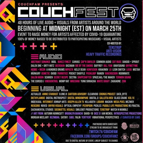 CouchFest: a live streamed bass music and art fundraiser