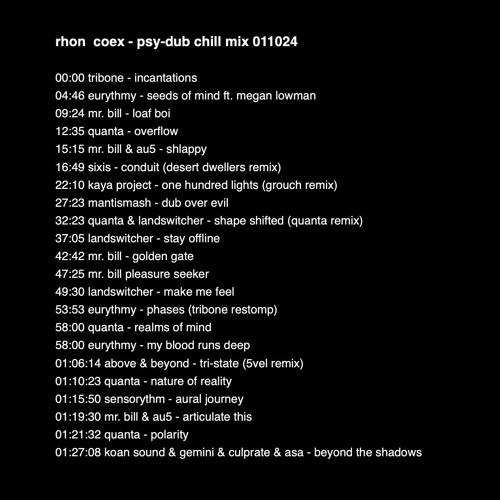 psy-dub chill-out mix 011024