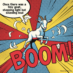 Once there was a tiny goat, stepping light but sounding loud