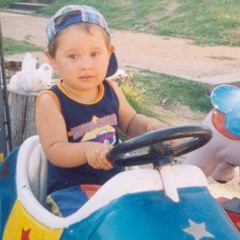 run over by a toddler in a high speed blue car