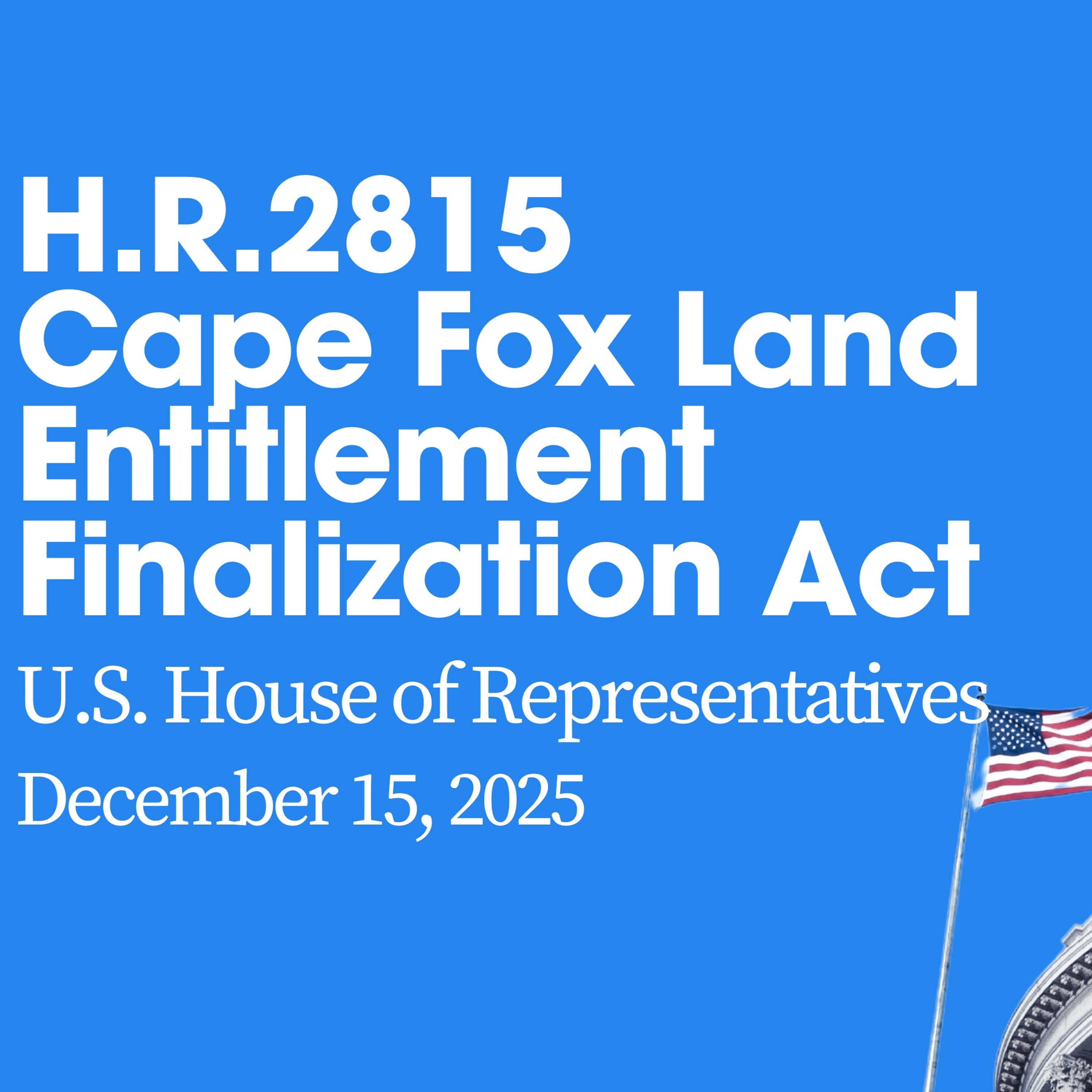 H.R.2815 – Cape Fox Land Entitlement Finalization Act of 2025 episode artwork