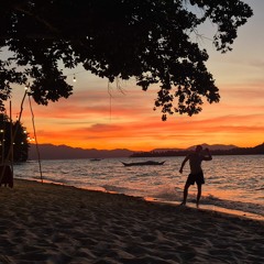 beach bar sunset