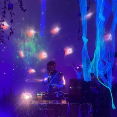 neon space ship ride