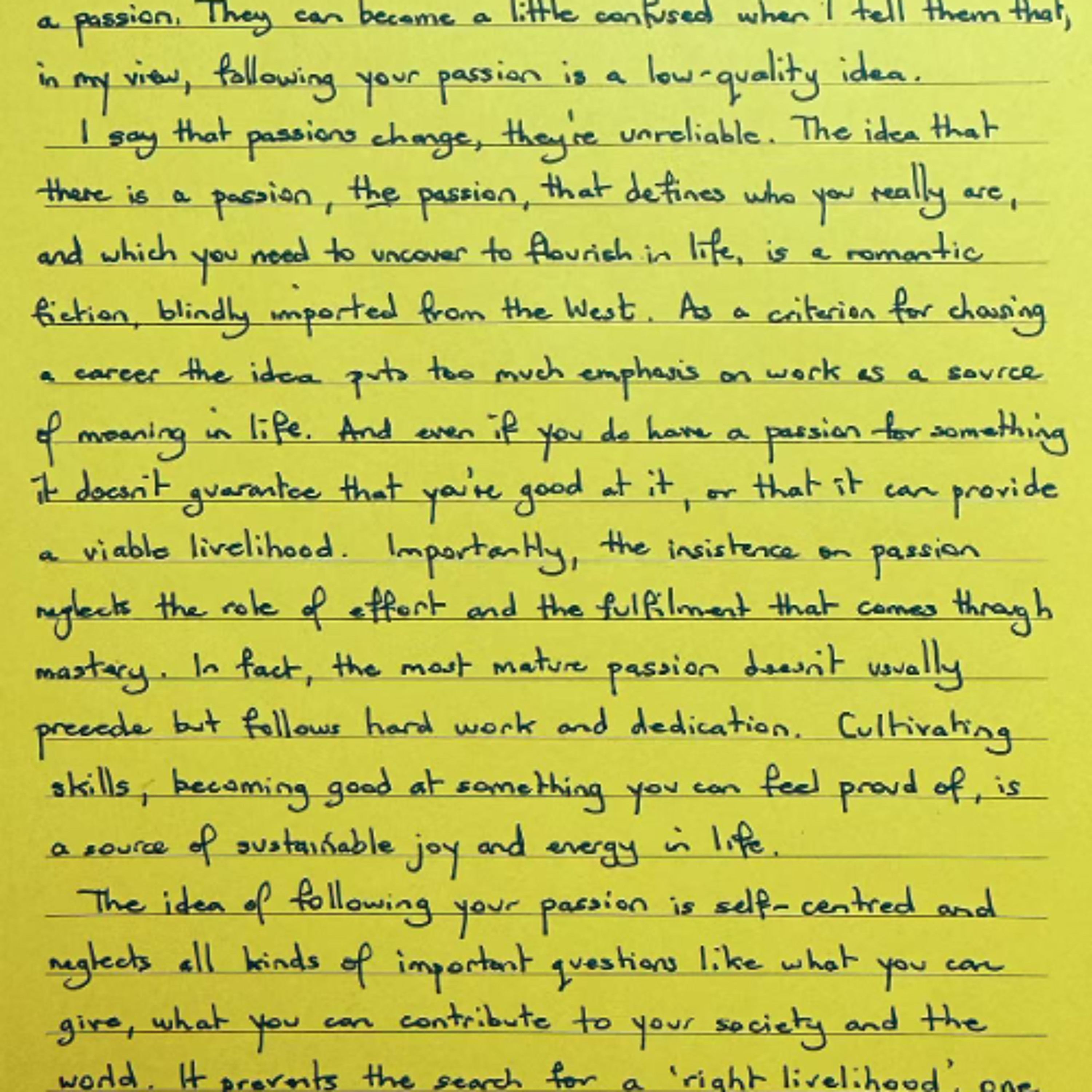 Nutrimento del Cuore - Foglietto Giallo del 6 dicembre 2025 sul "seguire la propria passione"