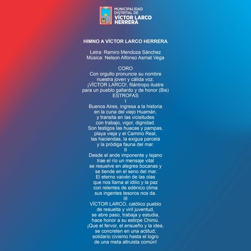 Stream HIMNO DEL DISTRITO DE VICTOR LARCO HERRERA by Muni Victor Larco
