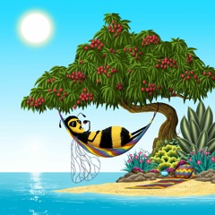 Chillout have a tea under the lychee tree by the sea with bumble bee Jolie