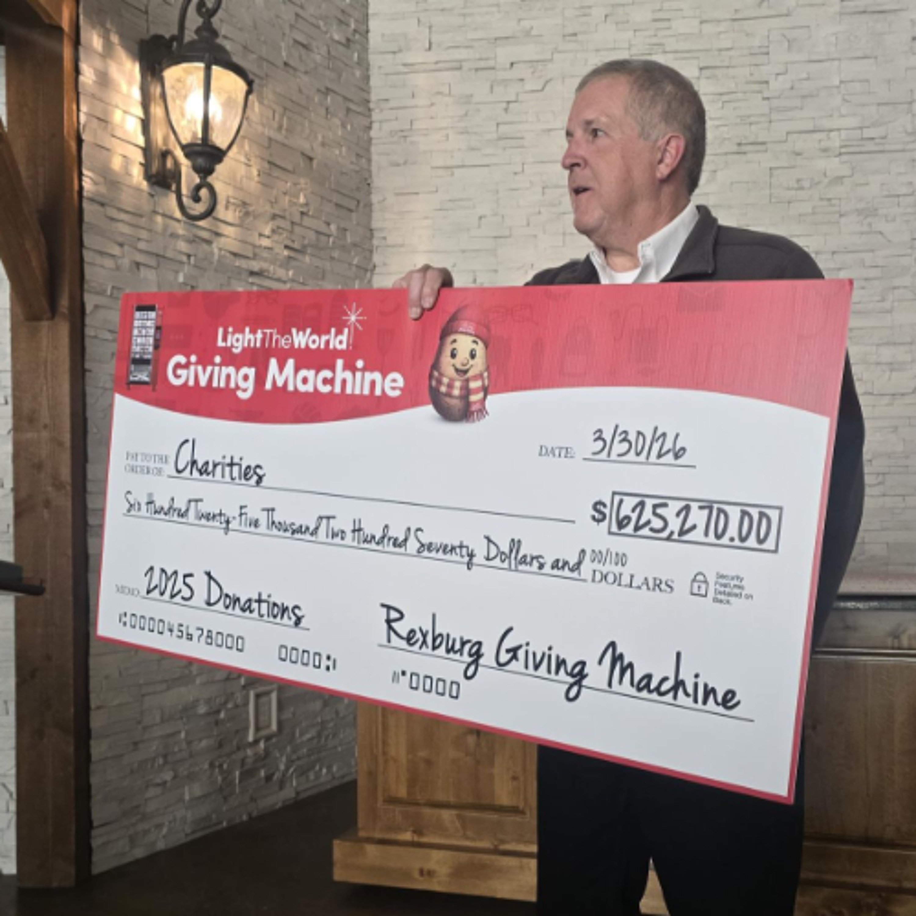 Light the World Giving Machines received over $625K in Rexburg episode artwork