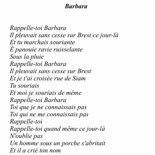 Barbara de Jacques Prévert
