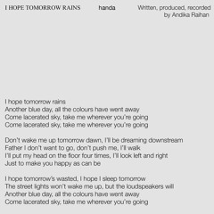 I Hope Tomorrow Rains