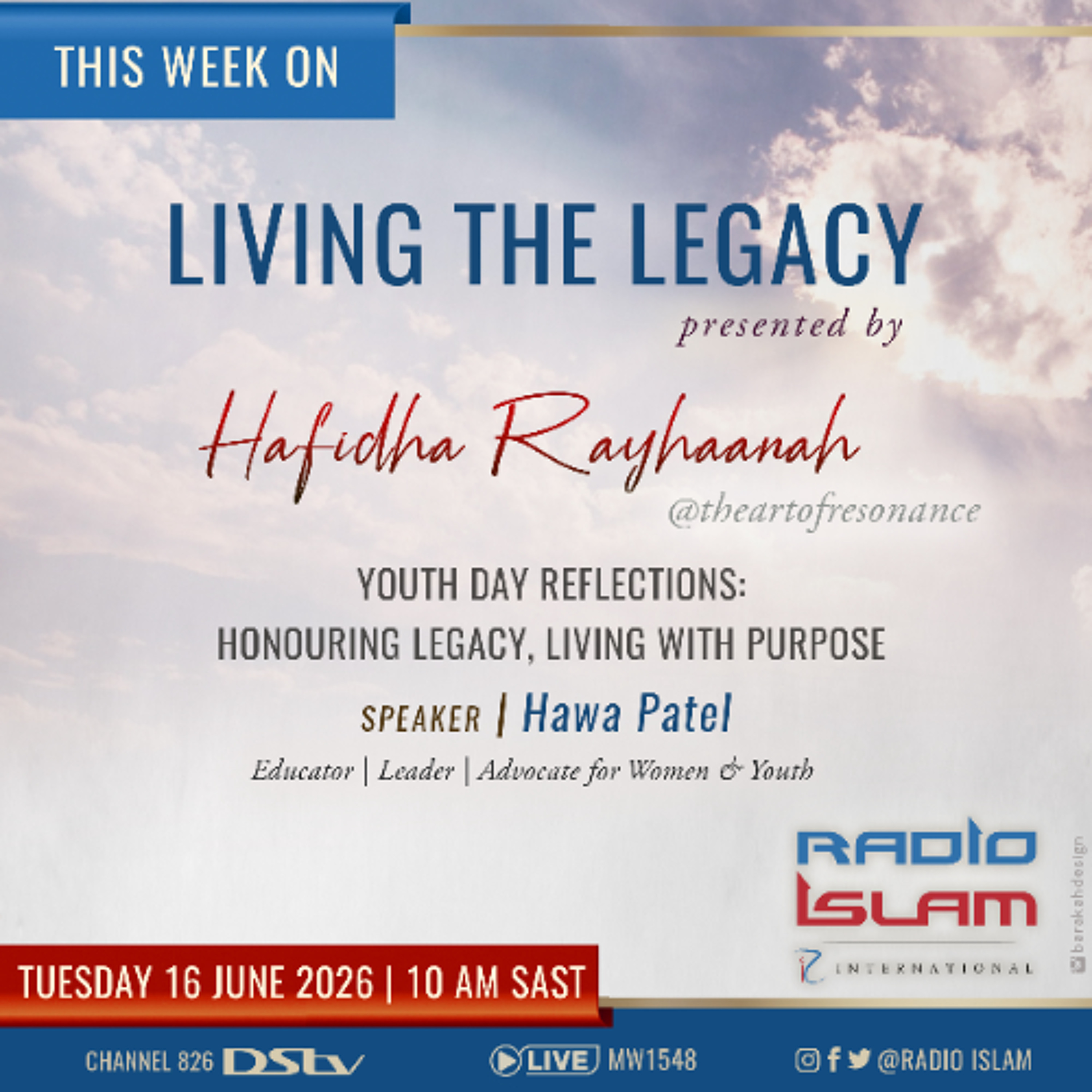 Youth Day Reflections:Honouring Lecacy,Living with Purpose:Hawa Patel — Radio Islam