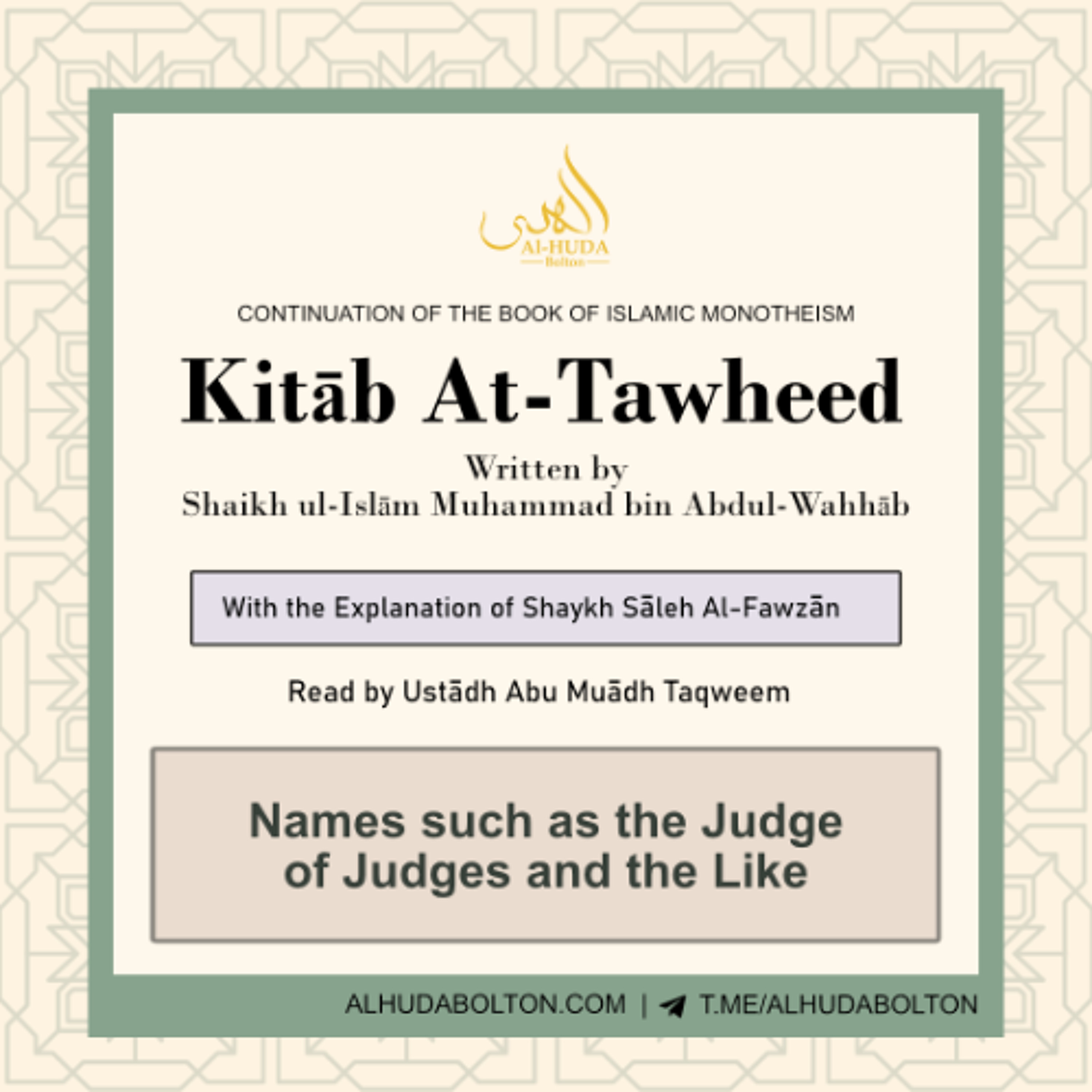 Kitāb At-Tawheed: Names such as the Judge of Judges and the Like