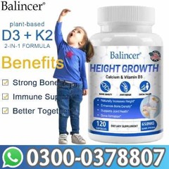 Height Growth Calcium and Vitamin D3 Capsules In Sheikhupura | 03000-378807 | Click Now
