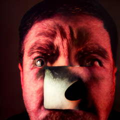 The image combines awe and curiosity, with the man's expression emphasizing the surreal and rare nature of the event.