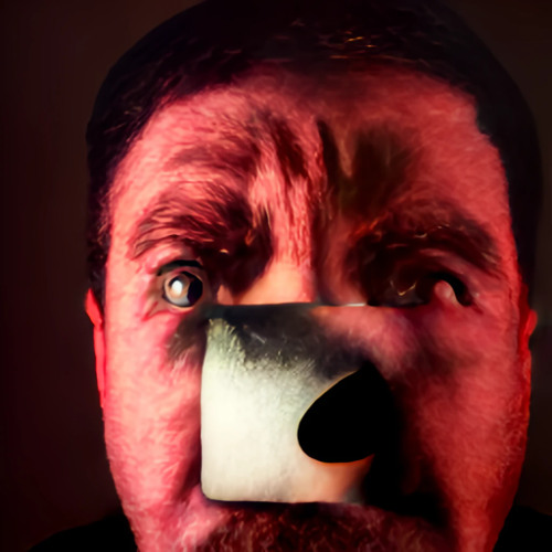 The image combines awe and curiosity, with the man's expression emphasizing the surreal and rare nature of the event.