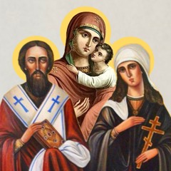Ⲁⲣⲓⲡ̀ⲣⲉⲥⲃⲉⲩⲓⲛ for Saint Mary and Ⲧⲱⲃϩ ⲙ̀Ⲡⲟ̅ⲥ̅ for St Cyprian & St Justina + jPK6 +