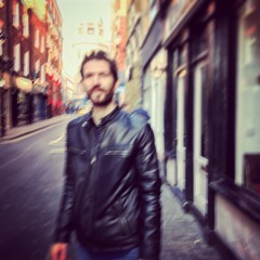 Danny Farrant, drummer with Buzzcocks - just outside Soho Radio, 2016, around lunchtime.