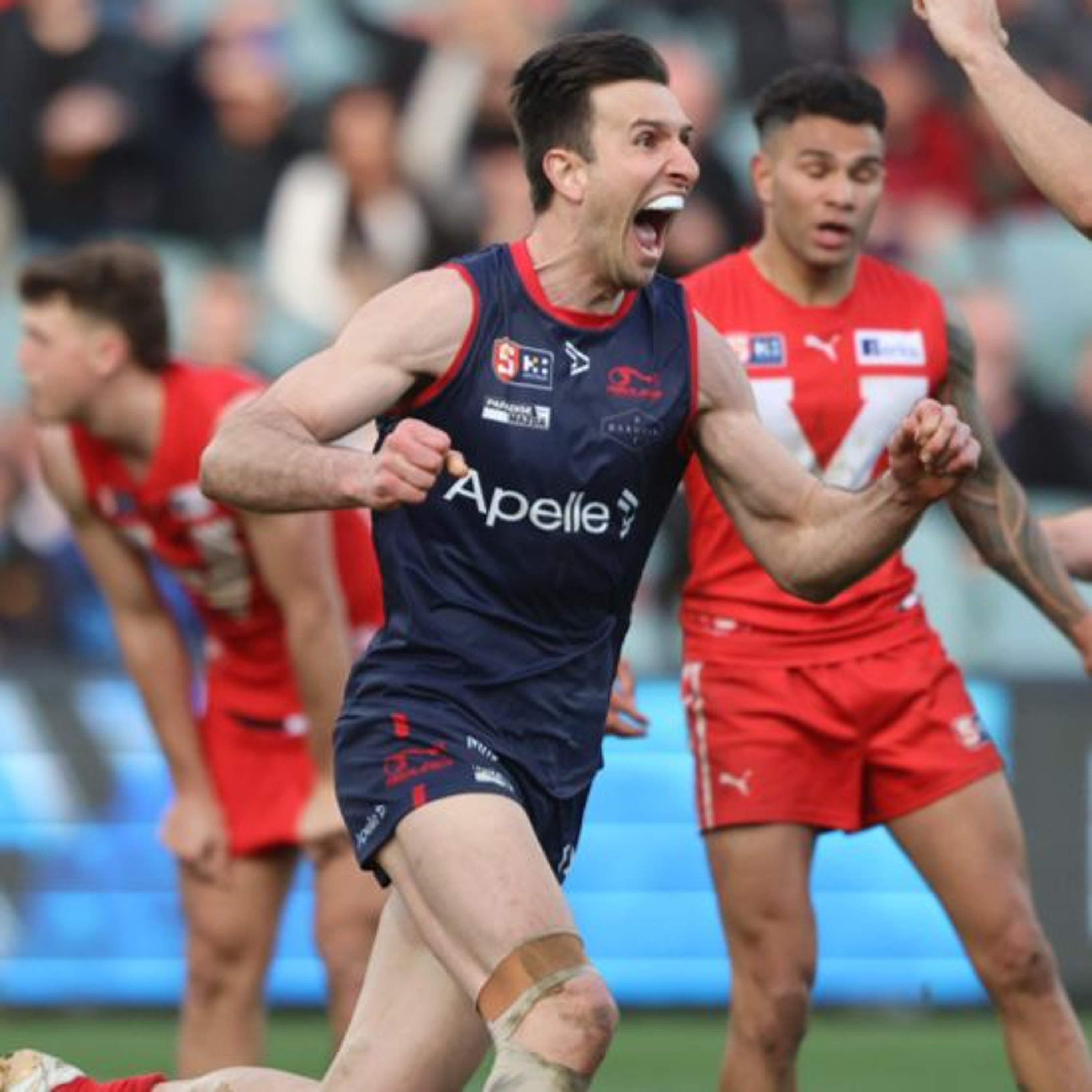 Norwood's Matthew Panos chats after kicking winning goal in 2022 SANFL GF episode artwork