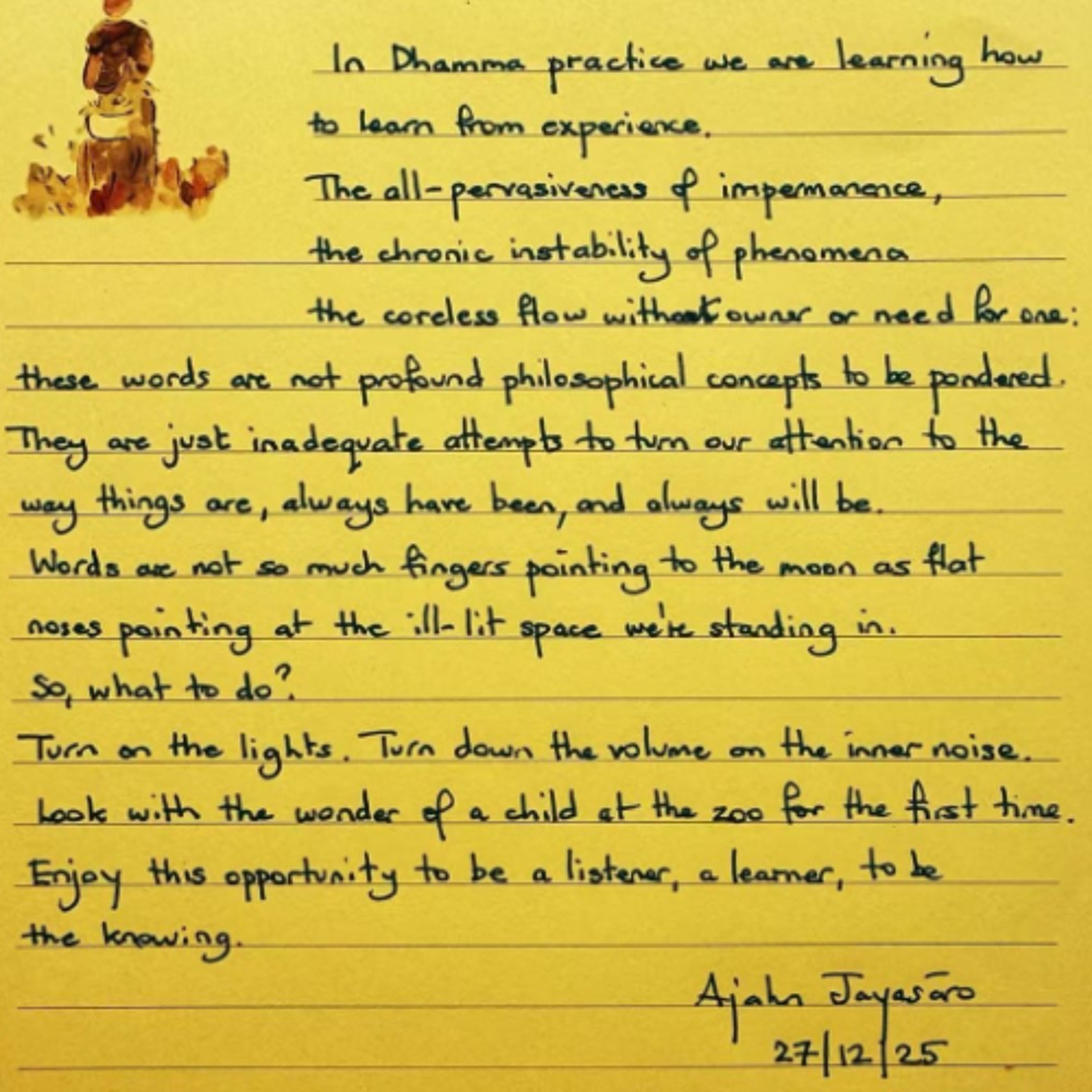 Nutrimento del Cuore - Foglietto Giallo del 27 dicembre 2025 sull'apprendere dall'esperienza