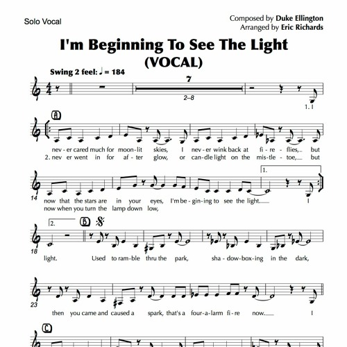 Stream I'M BEGINNING TO SEE THE LIGHT (Duke Ellington/arr. Eric Richards)  VOCAL + BIG BAND by Eric Richards Music | Listen online for free on  SoundCloud