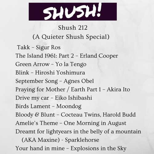 Stream Shush 212 (WellBeing show - A Quieter Shush) by Shush! Sounds from  UCC Library | Listen online for free on SoundCloud
