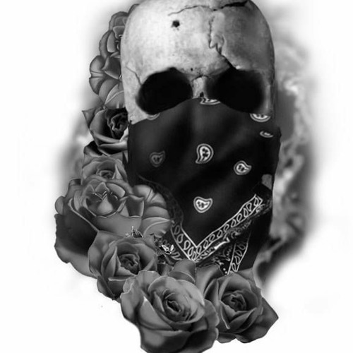skull with bandana tattoo drawing