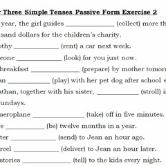 Junior Three Simple Tenses Passive Exercise 2 (Grammar Book)