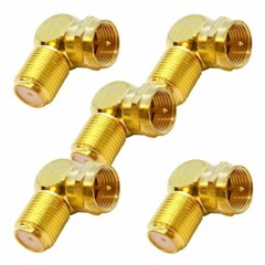 SAPT502 - 5 Pack of Gold Coaxial RG6 Right Angle F-Type Cable Adapters