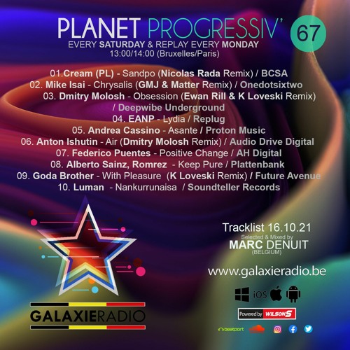 Marc Denuit - Planet Progressiv' 067 // 16.10.21 Galaxie Radio Belgium