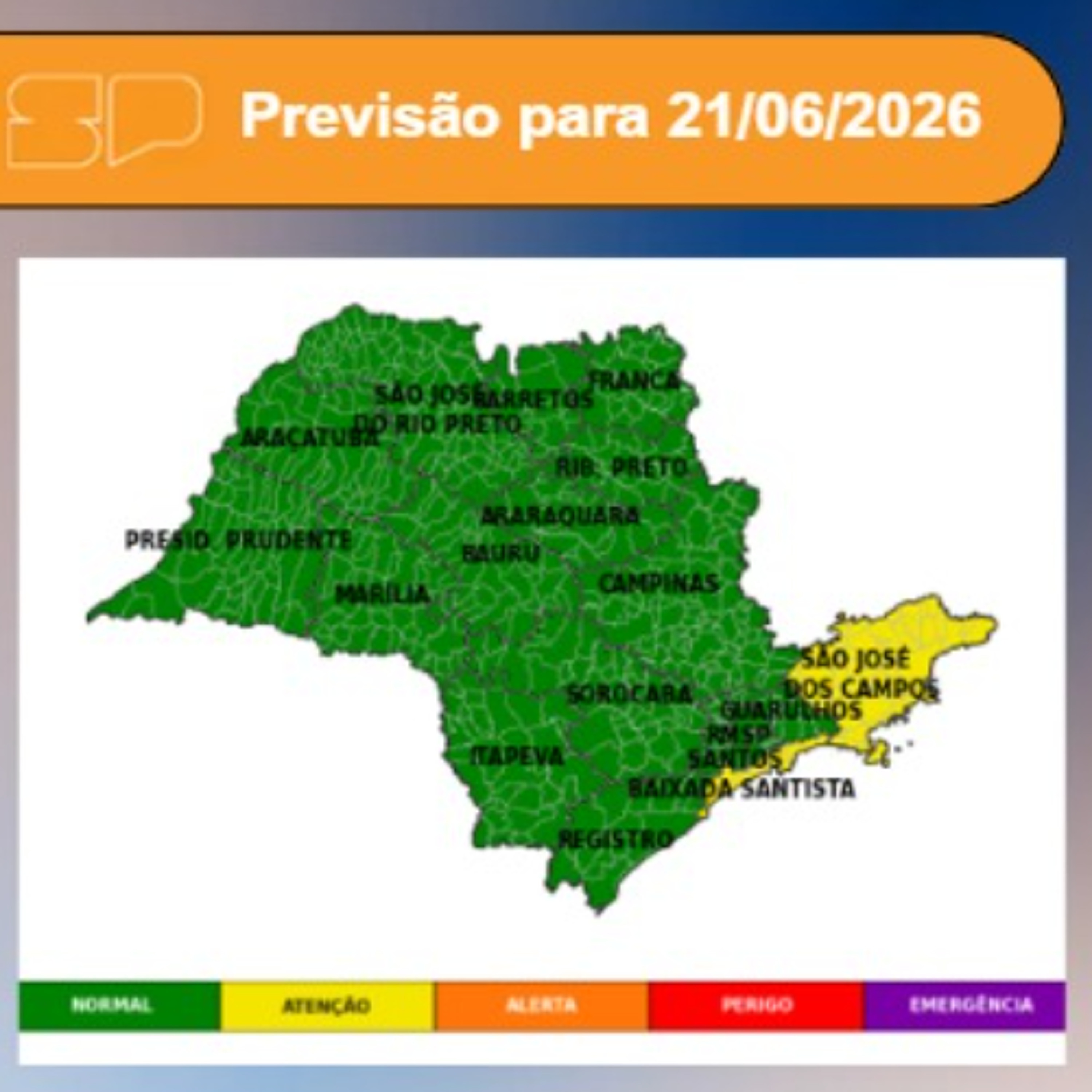 Defesa Civil - Neste Domingo, dia 21/06,  a frente fria se afasta, mas ainda há condição para chuva fraca a moderada episode artwork